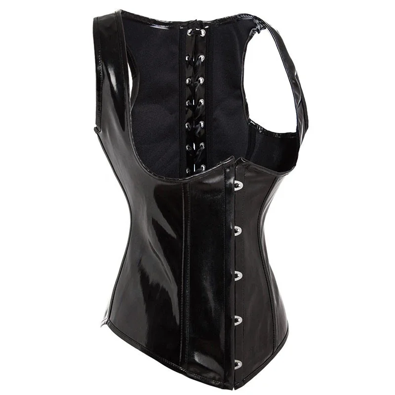 Corset en cuir PU noir gothiqu - Corset Waist Cinch avis et prix