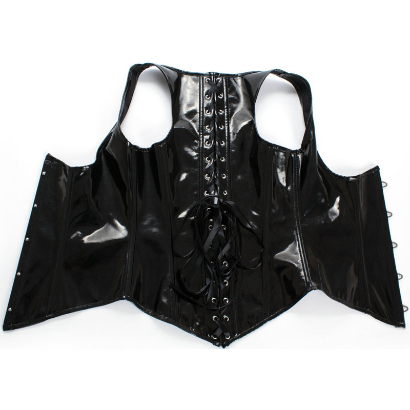 Corset en cuir PU noir gothiqu - Corset Waist Cinch avis et prix