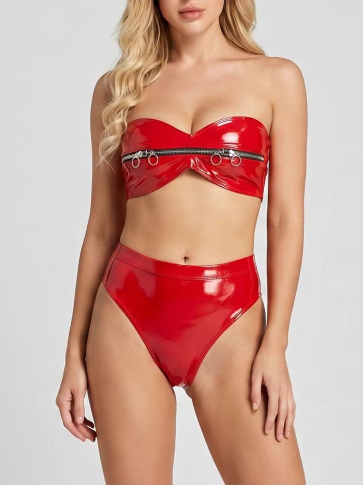 Ensemble de tenue en PVC effet - Thong Bikini Women avis et prix
